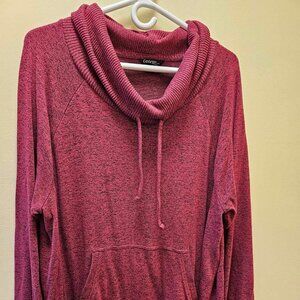 Long Pink Purple Cowl Neck Sweater